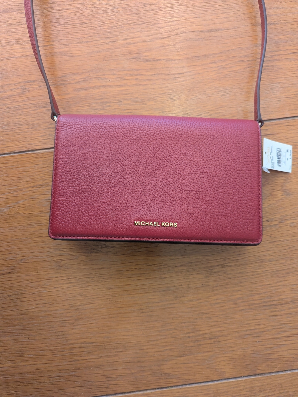 Michael Kors Red Pebbled Leather Crossbody Bag